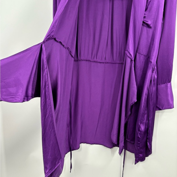 NWT Zara Vibrant Purple Satin Wrap Dress size Large - Picture 7 of 8